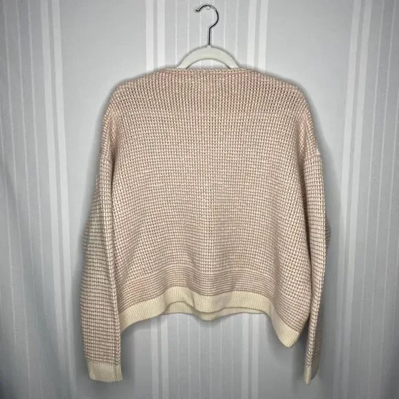 Nordstrom Signature Cashmere Boxy Waffle Knit Pink Hush Drop Sleeve Sweater - Picture 8 of 8